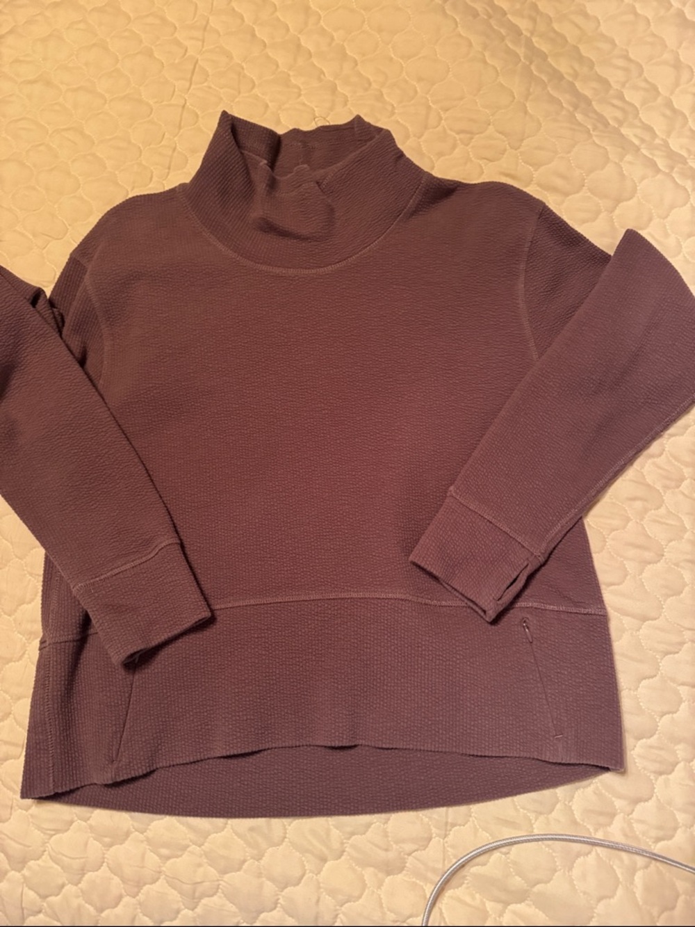 90 Degree By Reflex Waffle Knit Mock Neck Sweater - Plum